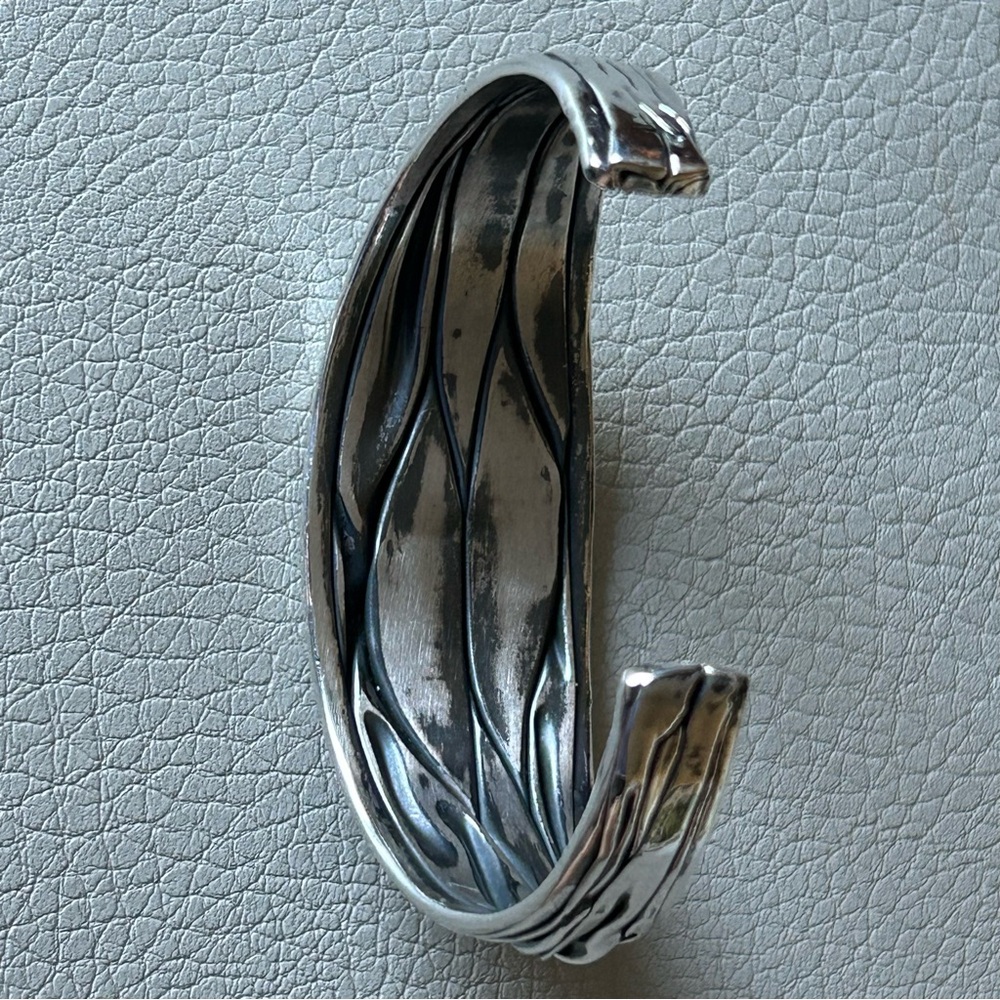 Rare Silpada Sterling Silver 925 Wavy Oxidized Cuff Bracelet Vintage B0805 - Picture 4 of 5